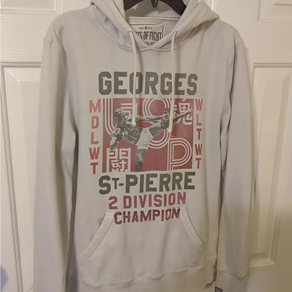 George St-Pierre Graphic Hoodie Sweatshirt - Light Gray